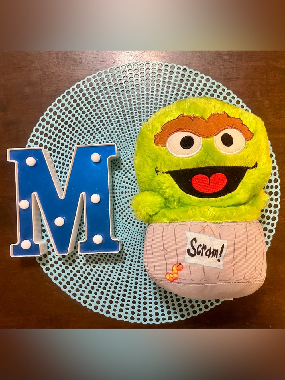 Sesame Street Oscar the Grouch Plush Stuffed Scram Garbage Trash Can 10" Height